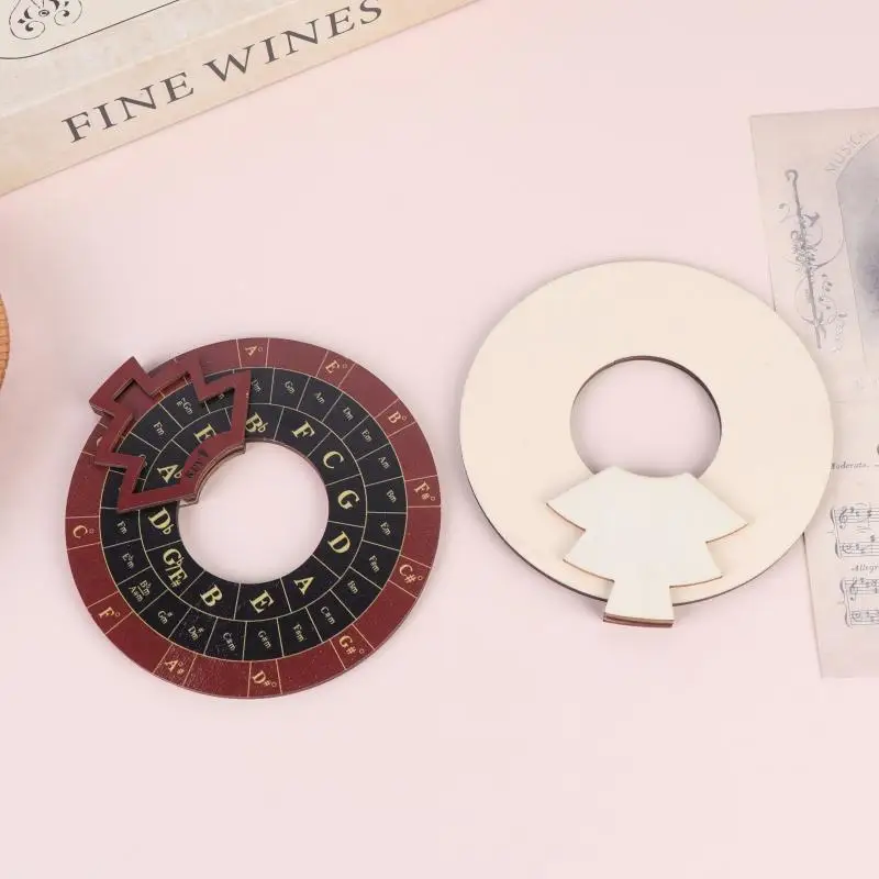 Wooden Chord Tool Circle Of Fifths Wheel Chord Musical Instrument Learning Tool Rotating Disc For Musician Beginner Songwriter view 4