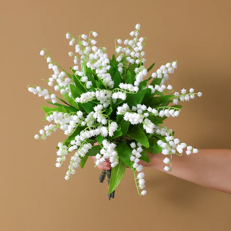 20PCS 36cm 2-Fork/5-Fork Imitation Bell Orchid White Plastic Flower Artificial Flowers Home Wedding Decoration