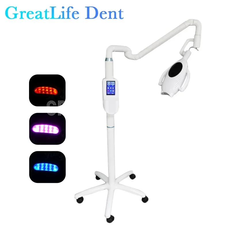 2026 New GreatLife 60W 10 Leds Portable Touch Screen . Teeth .Machine 3 Colors Moveable Bleaching Unit Lamp Floor