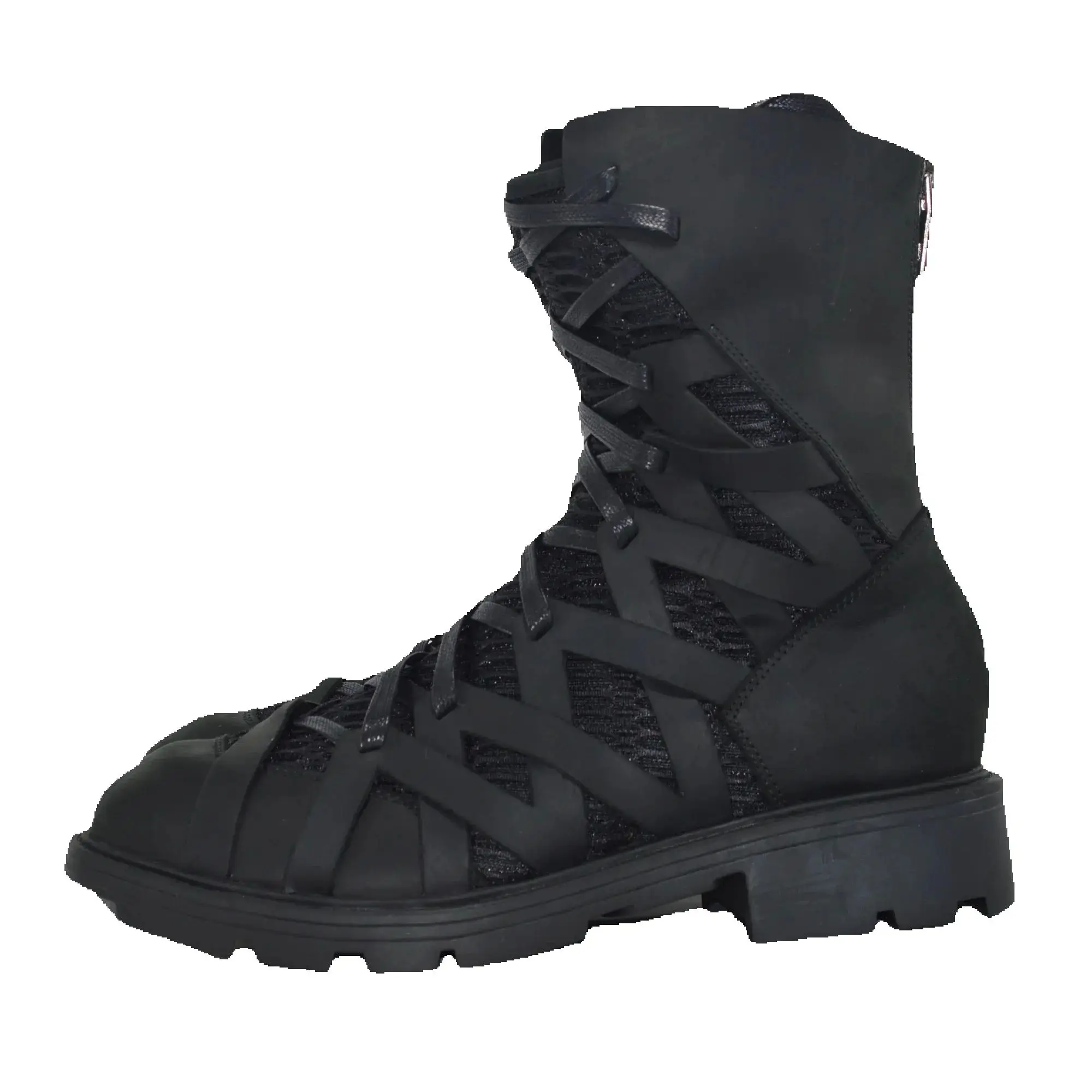 Men's High Top Shoes Motorcycle Boots Platform LeatherLace Up Luxury Trainers Autumn Black Sneakers