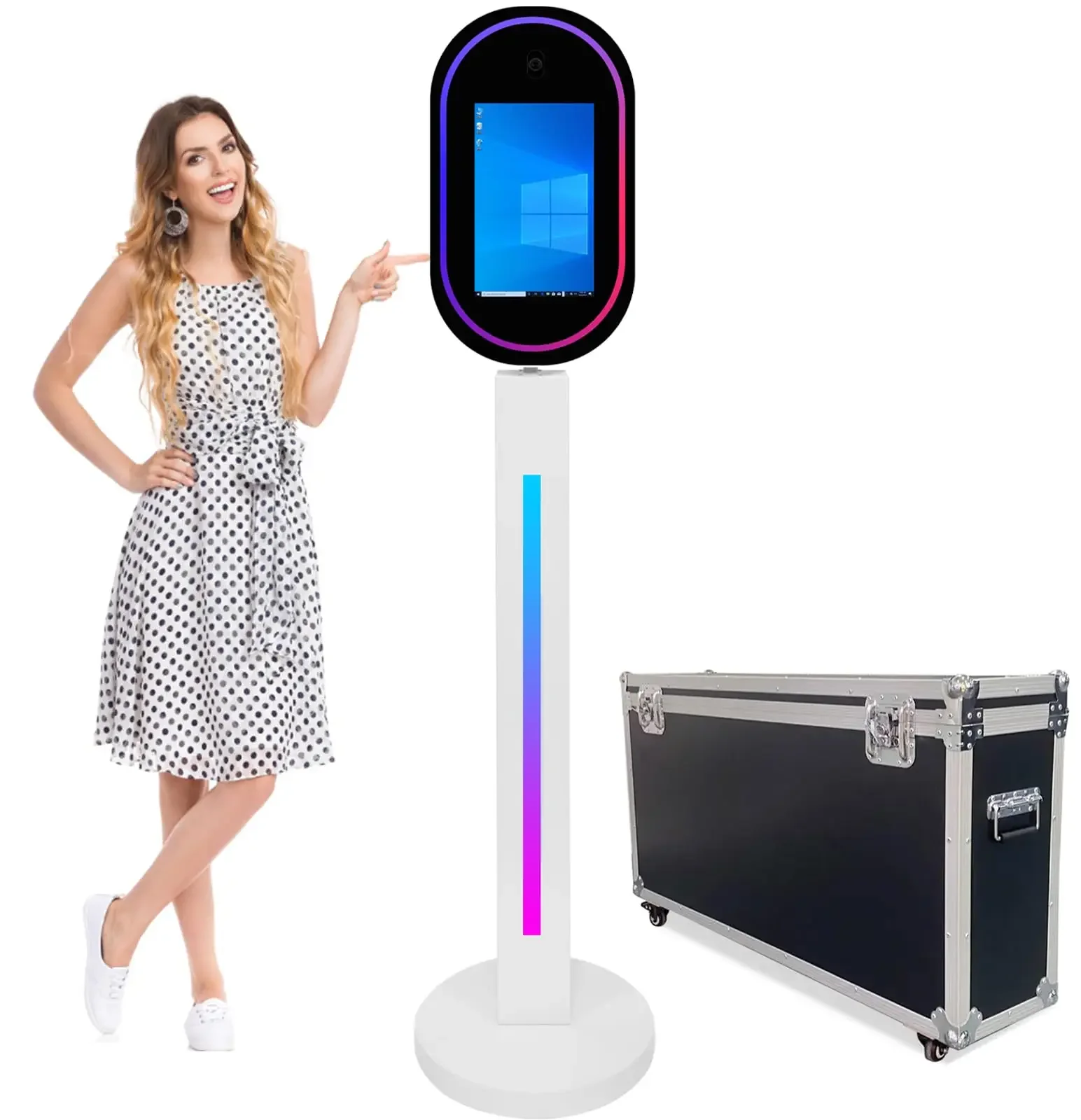 

Mirror Photo Booth with Camera and APP Software Magic Selfie Station Shell Stand Photobooth Machine Touch Screen with Ring Light