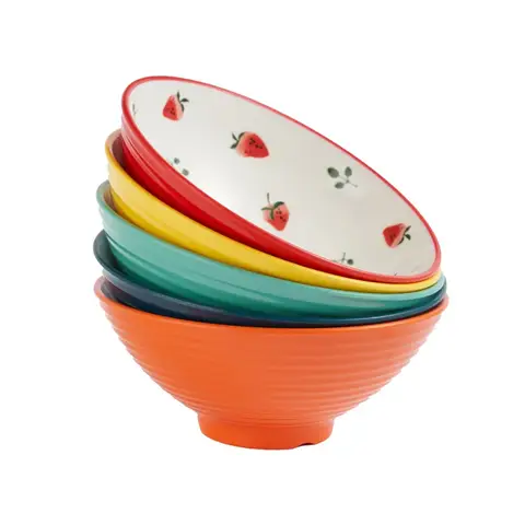 Melaminporslinsimitation söt japansk Lamian-nudelskål hemkreativ droppsäker soppskål 12 best sales skål melamin - №10