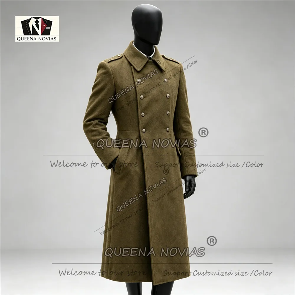 Tweed Wool Blend Men's Suit Jackets Long Customized Double Breasted Overcoat Winter Warm Prom Blazer Dinner Party Outdoor Outfit