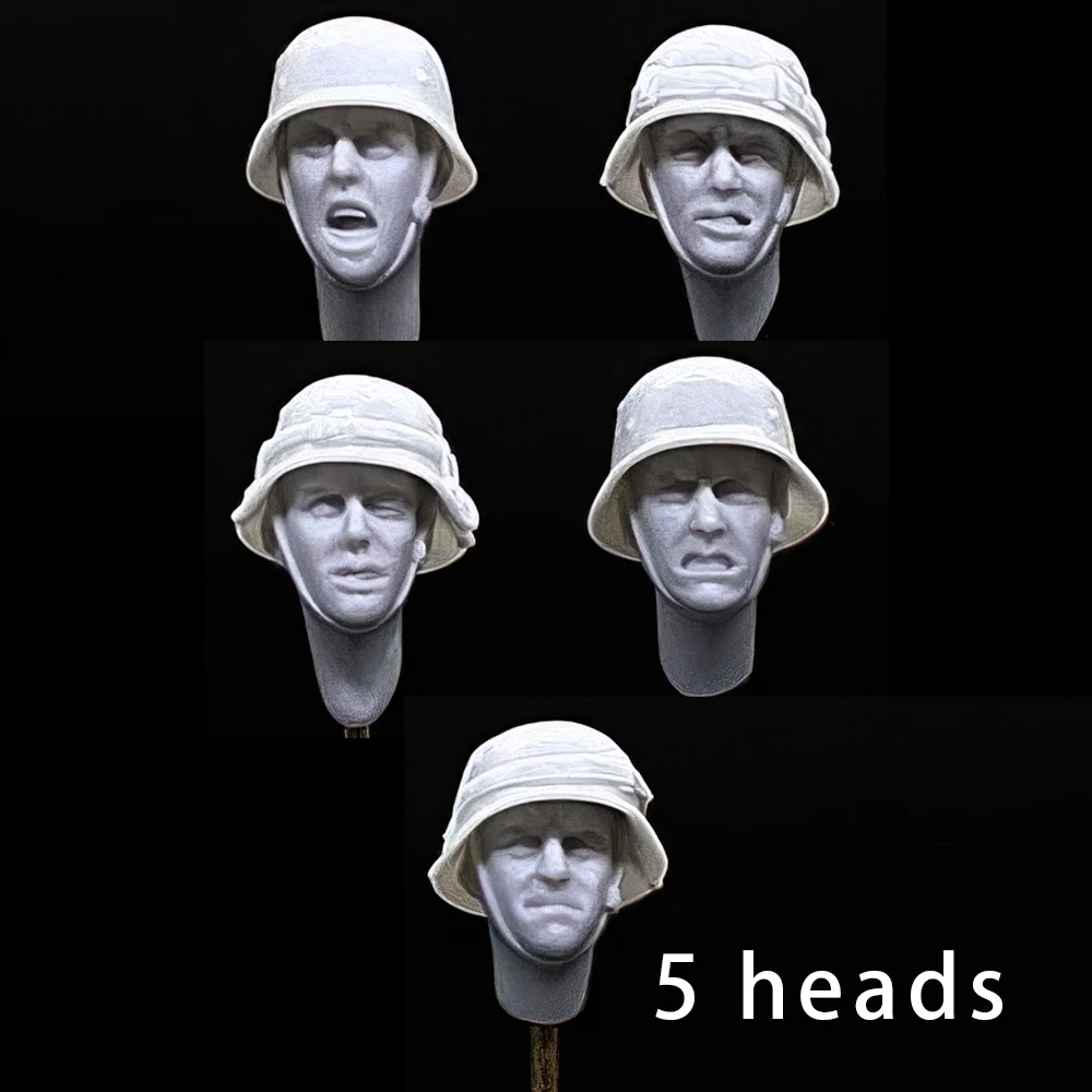 Figurine de soldat en résine, 1/35, 5 têtes, casque, GK, thèmes militaires, kit non assemblé et non peint