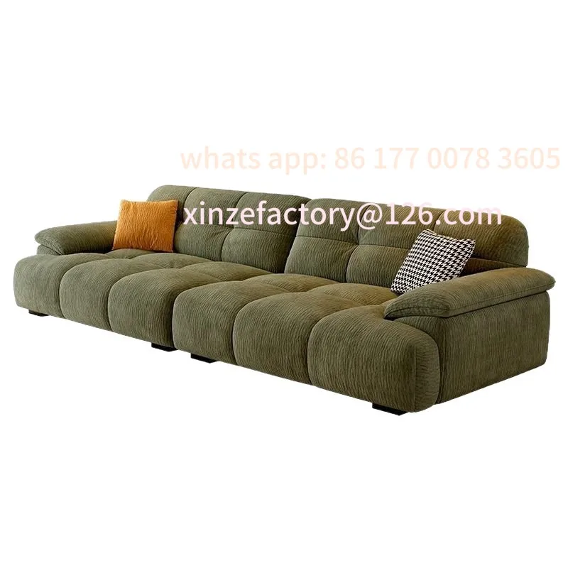 

Customizable Cream Wind Marshmallow Sofa Simple Modern Living Room Straight Small Unit Cream Wind Warm Chenier Sofa
