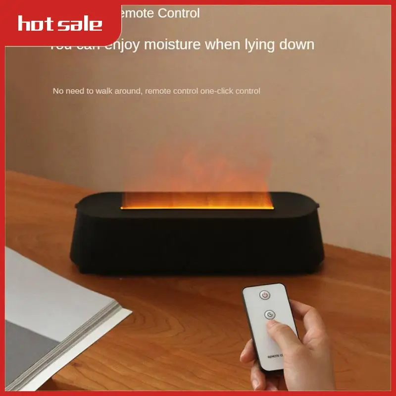 

Remote Control Flame Aromatherapy Air Humidifier Ultrasonic Mist Maker Fogger Essential Oil Flame Lamp Black