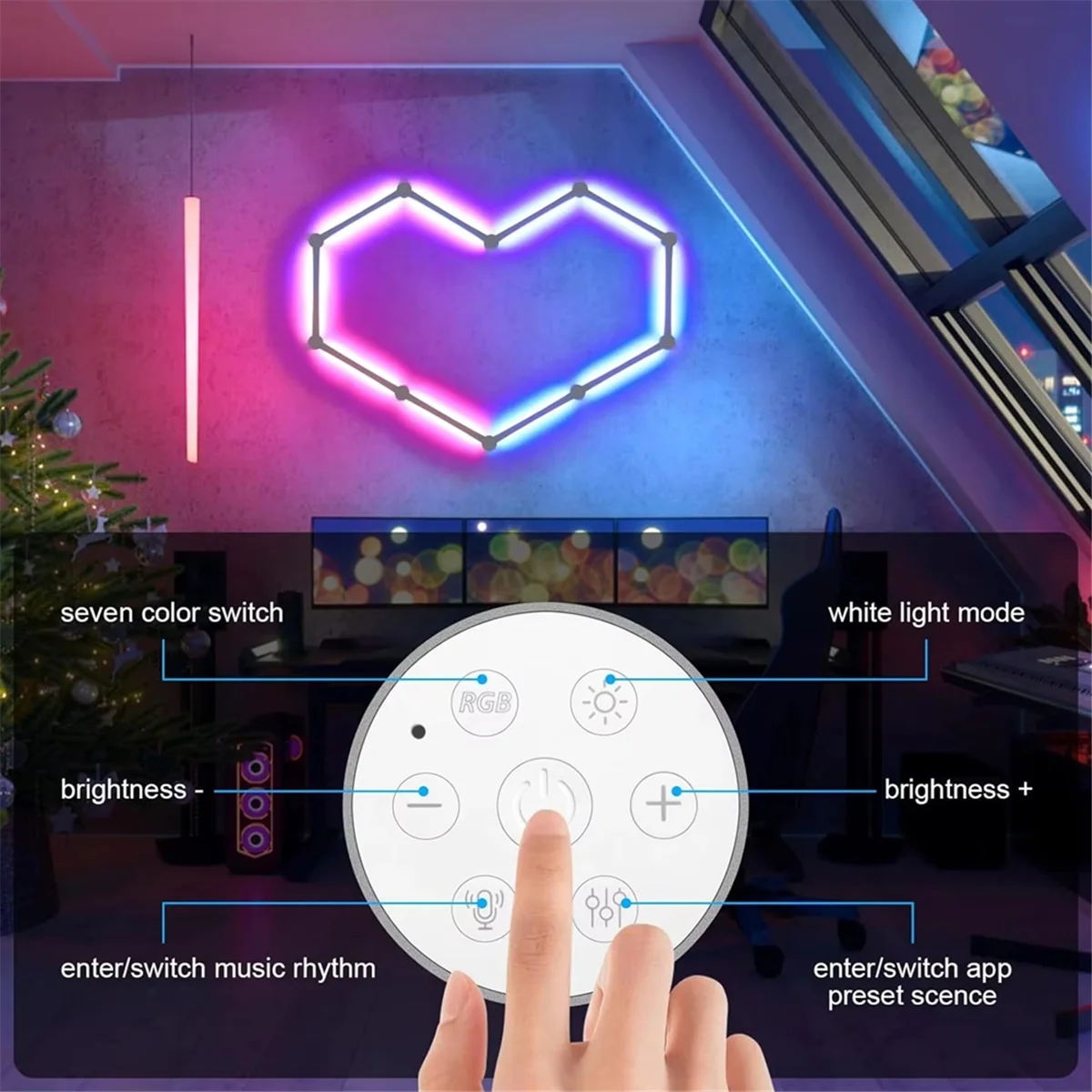 BFYLE USB slimme wandlamp RGB LED-lichtbalken 16 miljoen kleuren dimbaar muzieksynchronisatie DIY Home Decor lichtbalken wit