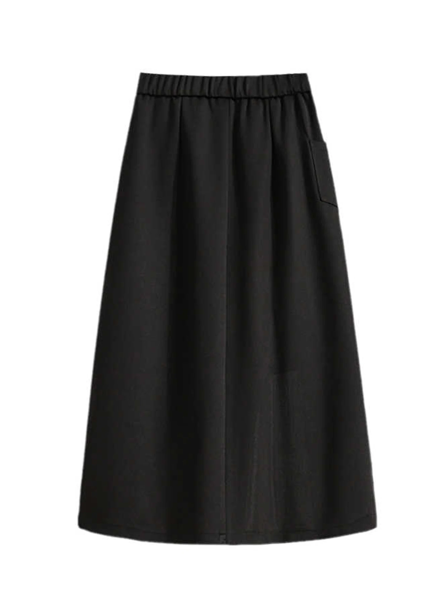 Women's Black Gothic A-line Skirt Vintage Y2k Gyaru Mid Long Skirt with Slit Harajuku Oversize Skirts 2000s Clothes Autumn 2025