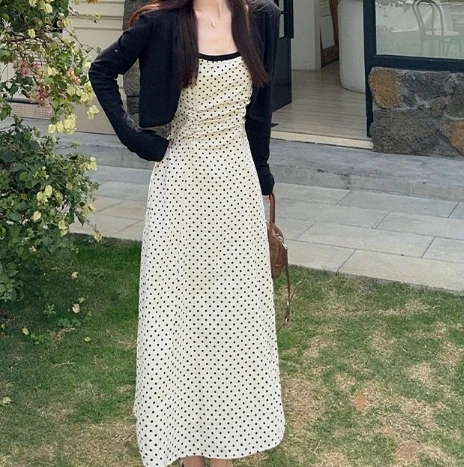 

Elegant Vintage Elegant Polka dot sweet Dresses Evening High Street Plus Size Clothing Long dress women clothing