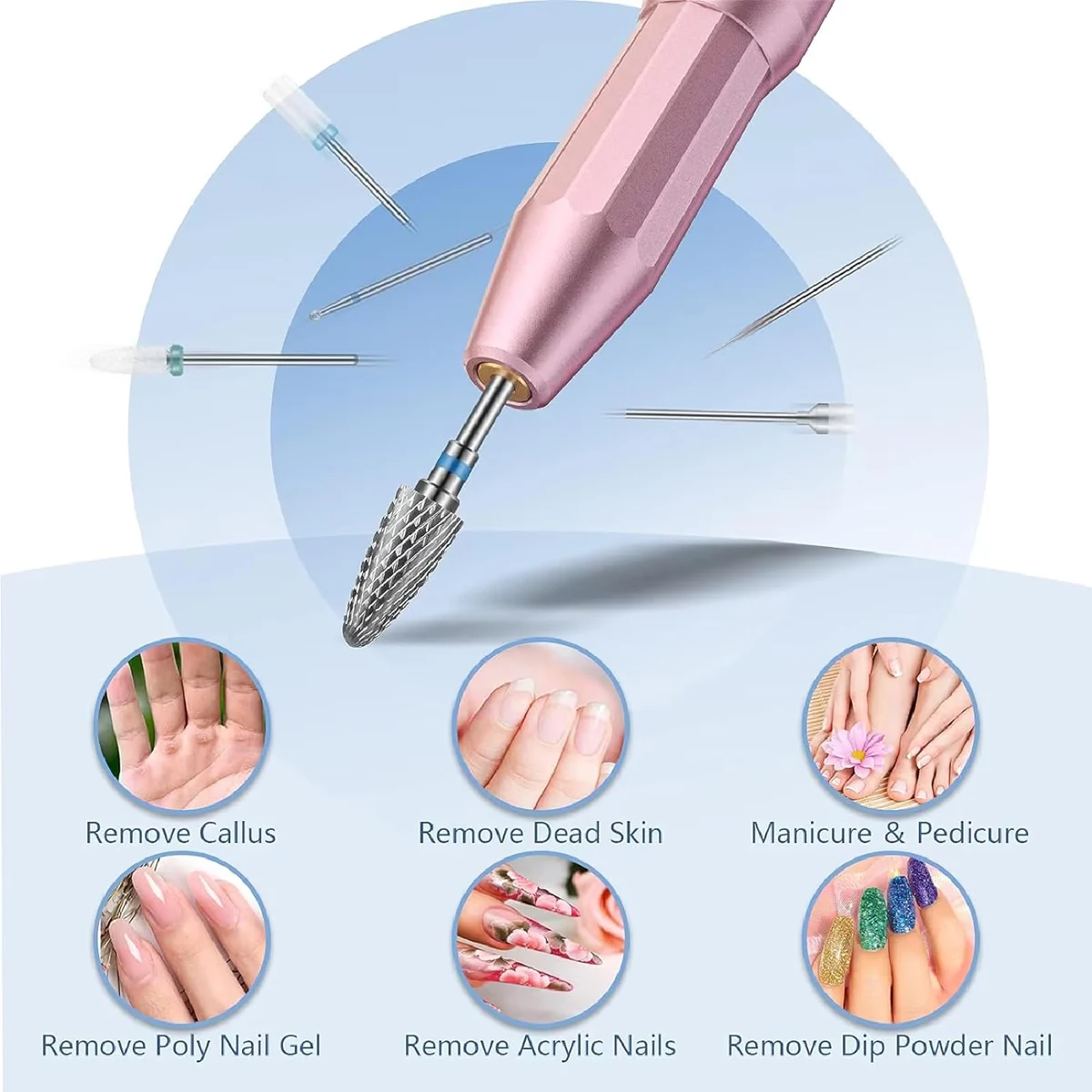 13 pçs conjunto de brocas de unhas 3/32 ''conjunto de brocas de unhas para unhas acrílicas cutícula de carboneto de diamante para broca de unhas ferramenta removedora de esmalte