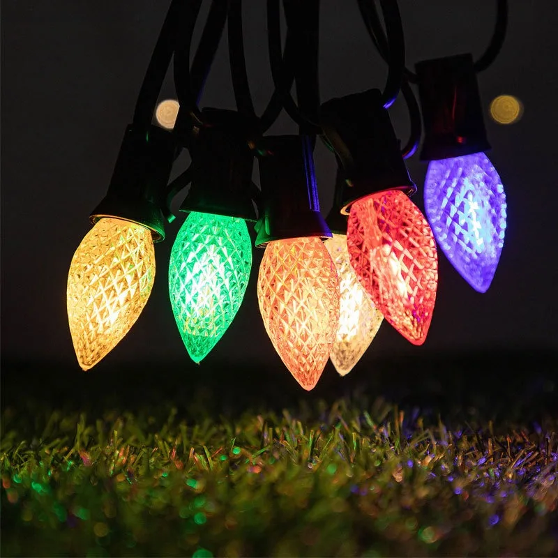 C7 Strawberry Plastic Light Bulb LED Filament Tip Bulb E12 Dimming Outdoor Courtyard Waterproof Home Christmas Small Color Bulb