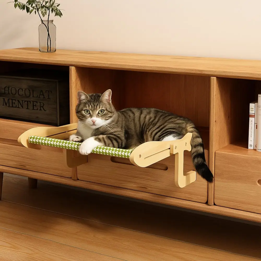 

Pet Furniture Breathable Cat Window Hammock Adjustable Space-Saving Cat Hanging Bed Sturdy Detachable Cat Window Seat Windowsill