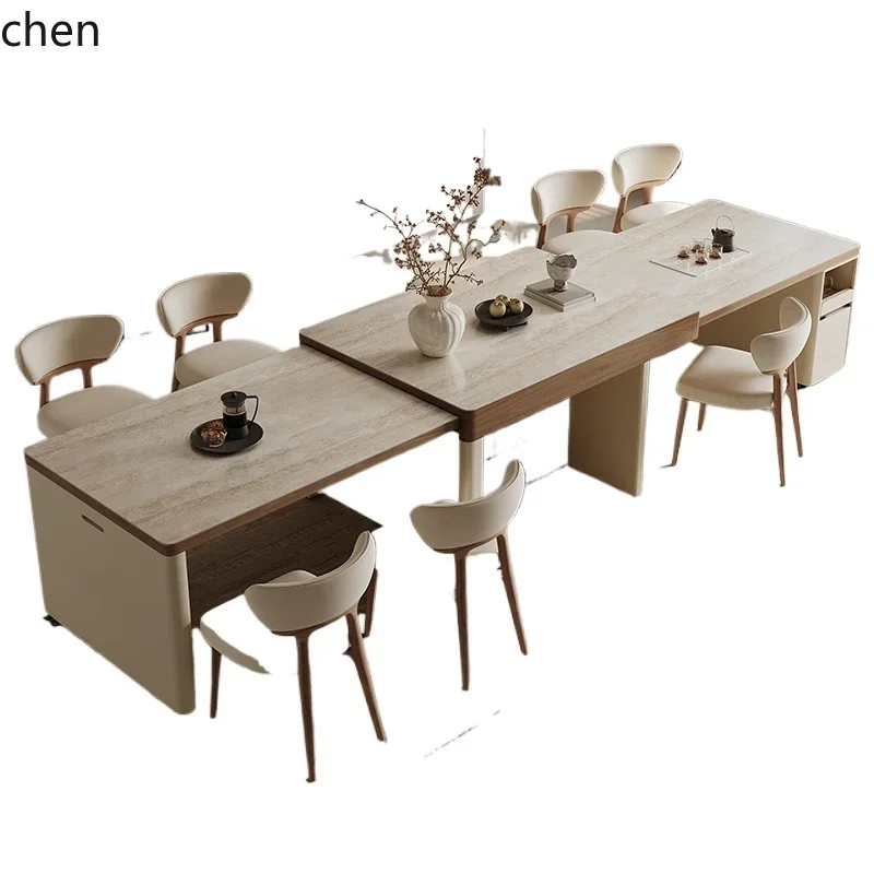 YFY  island table integrated three-stage retractable rock slab medium antique dining table and chair combination