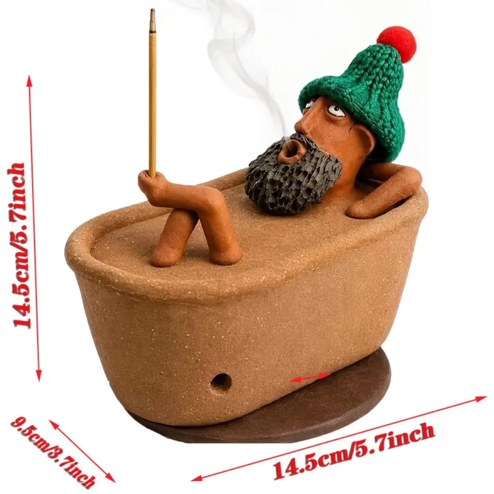 Lazy Bath Man Incense Burner - Relaxing Aromatherapy Holder for Bathroom & Home Decor, Stress Relief Gift