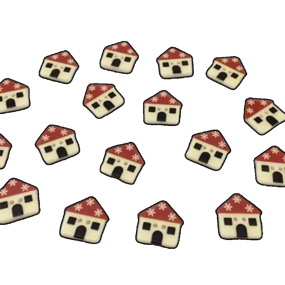10 Stück 16mm Cartoon Schneeflocken-Haus Harzknöpfe für Kinder DIY Kindergarten Bekleidung Nähzubehör Handwerk Deko-Knöpfe