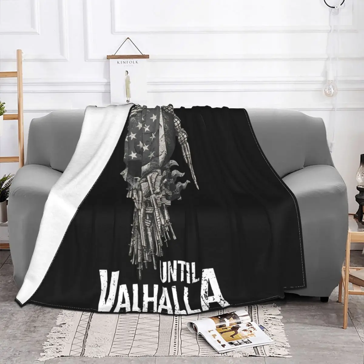 Until Valhalla Viking Us Flag American Flag Blanket Fluffy Sofa Bed All Season Bedding Travel Sofa Decorative