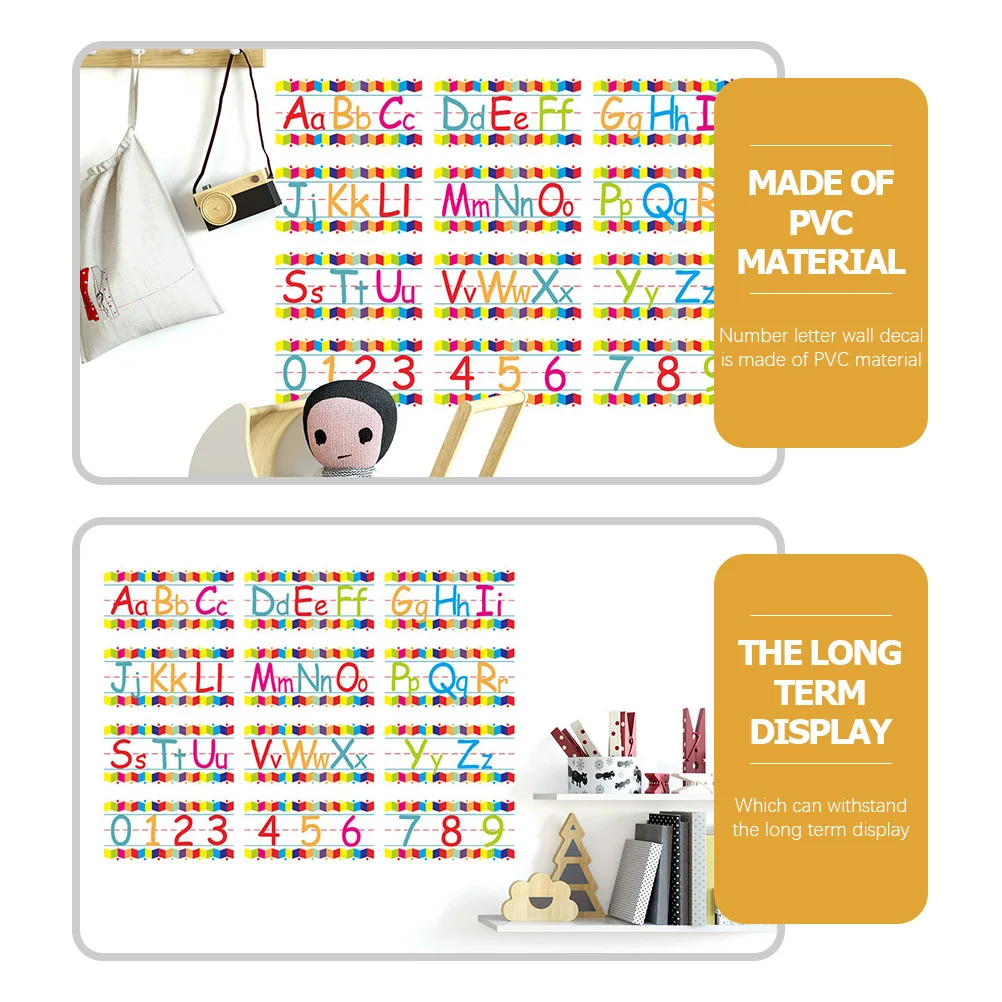 

1Set Kids Alphabet Number Wall Decals Educational Cartoon Stickers Learning Letters Numbers for Toddler Room Decor