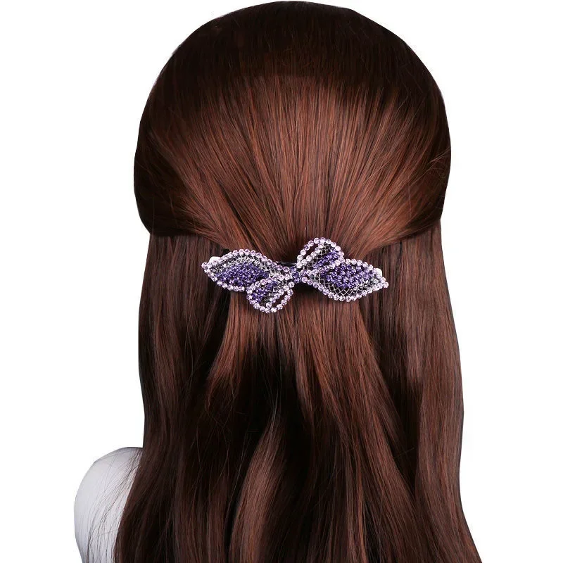 Elegant Spring Clips Glitter Ponytail Hairpin Women  Shiny Women Hair Accessories Wedding Hairgirps Barrettes Crystal Rhinestone