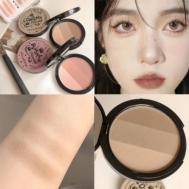 Three-color Contour Shadow Palette Three-dimensional Matte Brown Nose Hair Eyebrow Powder Makeup Nude Pink Blush Highlight