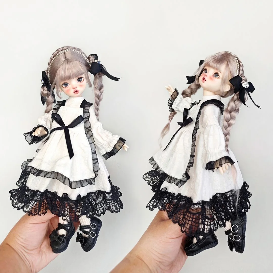 BJD doll clothes suitable for 1/4 size Cute black and white dress clothes set doll accessories (3 points)