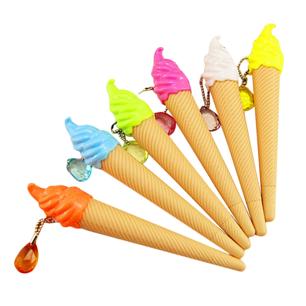 24 pcs Ice Cream Gel Pens Smooth Writing Comfortable Grip Kids Doodle Cartoon Shape School Office Use Gel Ink Pen