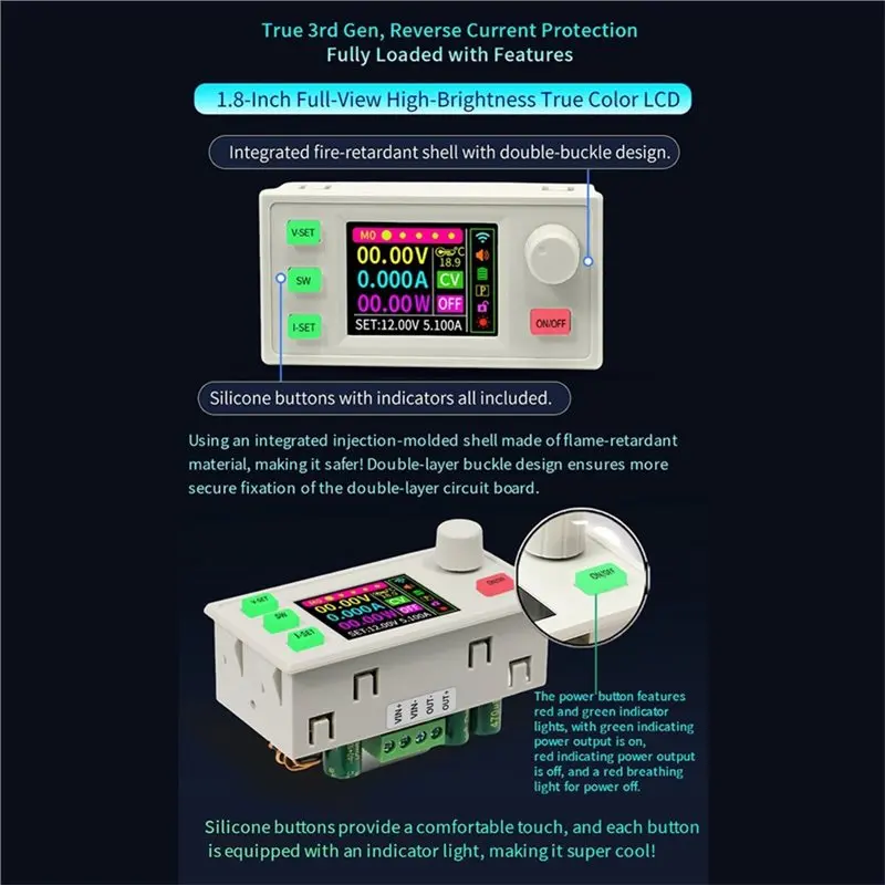 ABQU SK180S DC Buck Boost Converter Adjustable Regulated Power Supply Solar Charging Module for Constant Voltage Current CNC