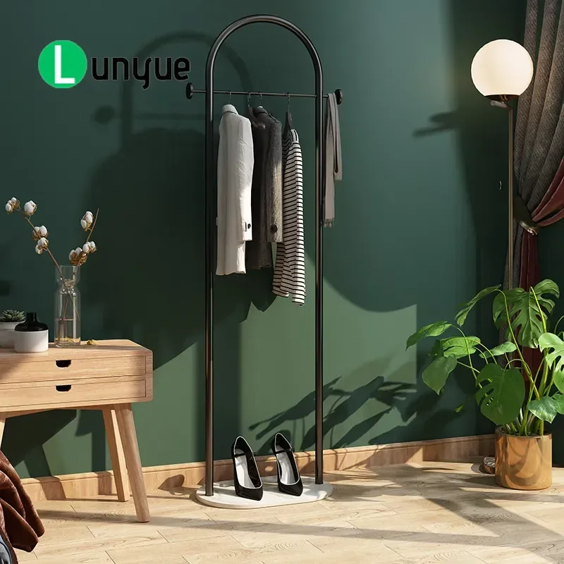 Nordic Metal Coat Rack Floor Standing Hanger Modern Simple Light Luxury Creative Indoor Living Room Bedroom Clothes Organizer