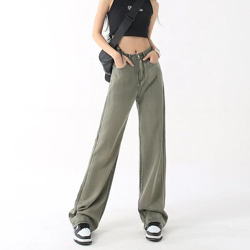 

Wide-legged Jeans Female Summer Thin Section of High-waisted Loose Thin Drape Comfortable Versatile Straight Pants Jeans Woman