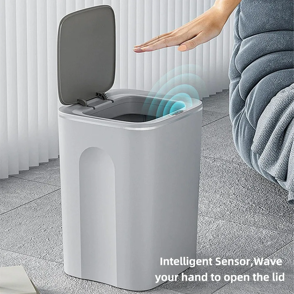 

16L Automatic Sensor Trash Can with Lid Smart Wastebasket Kitchen Bathroom Touch Garbage Bin Waterproof Electronic Waste Bins