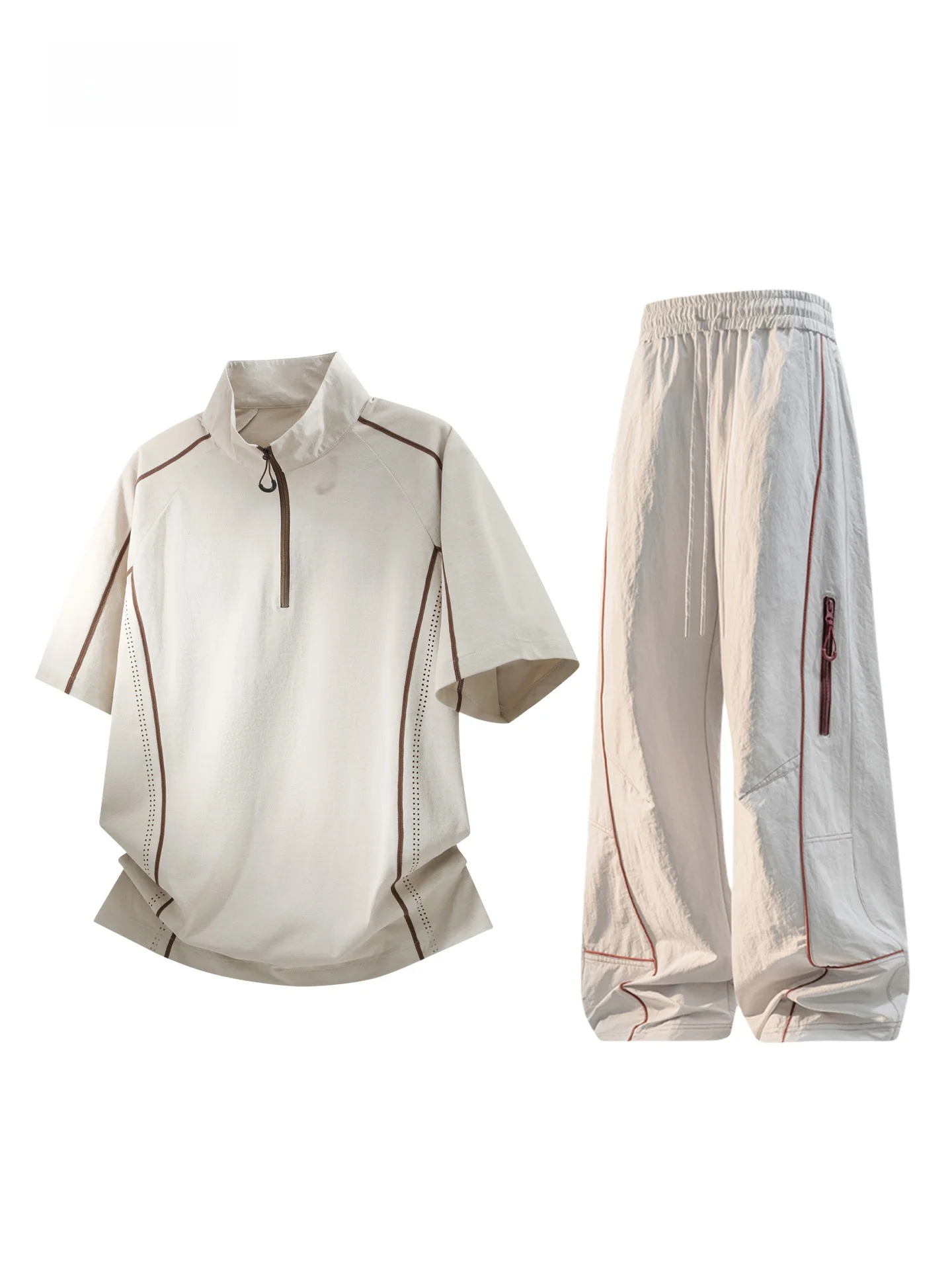 glm-men's-outdoor-sporty-chic-half-sleeve-t-shirt-set-quick-dry-summer-casual-polyester-fiber-long-pants-fashionable-ensemble