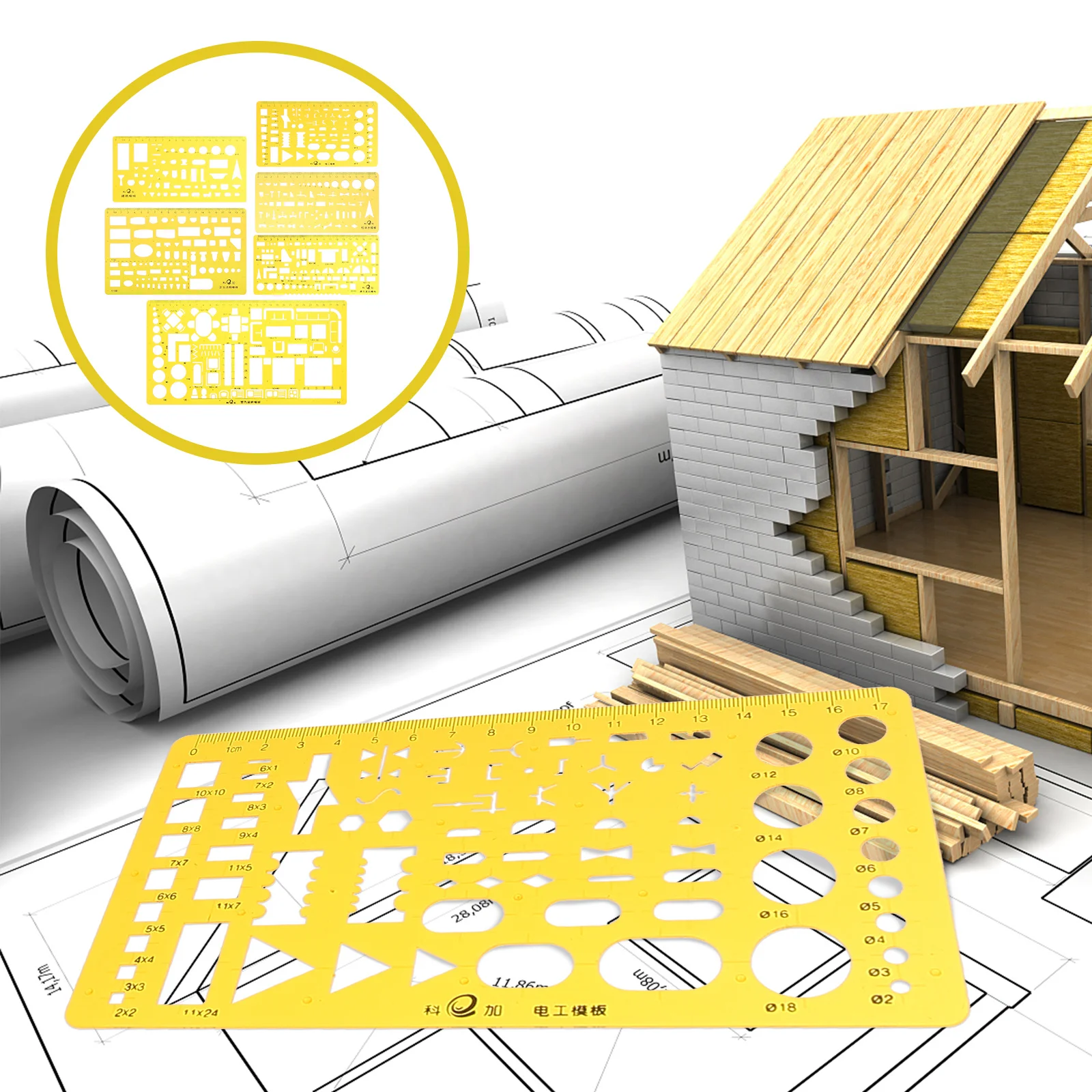 6 pezzi modello di disegno righelli strumenti di disegno multiuso in plastica bilance per architetti modelli di misurazione stencil da disegno