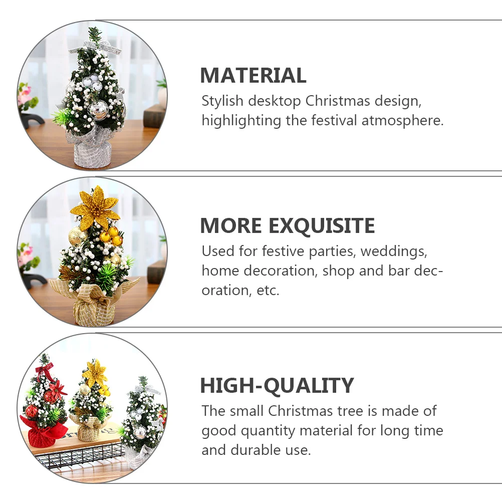 

3Pcs Small Xmas Tree Desktop Decor Mini Christmas Trees Party Home Office Decoration Xmas Ornaments Festive Decoration