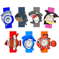 2-15 Years Old Children Watches Cartoon Ocean Fish Series Baby Learn Time Puzzle Toys Bracelet Kids Slap Watch Birthday Gift