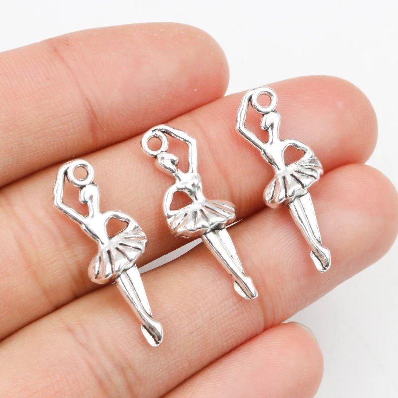 20pcs 27x6mm Antique Silver Plated Ballet Dancer Handmade Charms Pendant:DIY for bracelet necklace