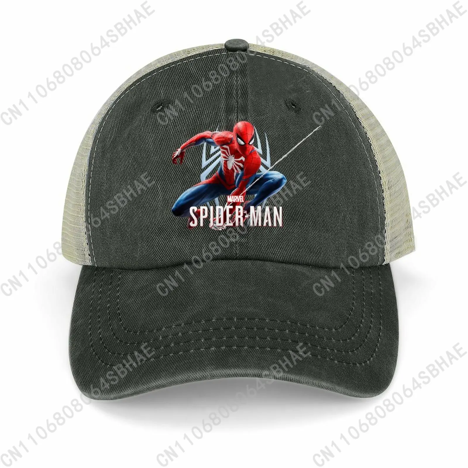 

Marvel Spider Man Mesh Cowboy Hat Hollow Ventilated Summer Cap Men Women Outdoor Sun Hat Adjustable Strap Custom Cosplay