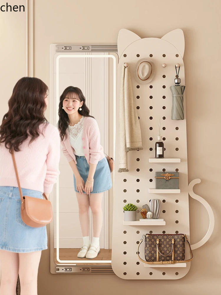 

YXY Solid Wood Pegboard Full-Length Mirror Wall-Mounted Bedroom Full-Length Mirror Wall-Hanging Hidden