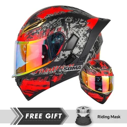 Men Women Motorcycle Full Face Helmet DOT Modular Helmet Impact-Absorbing Lenr Colorful Dual Visor ABC Shell Flip-Up Helmet