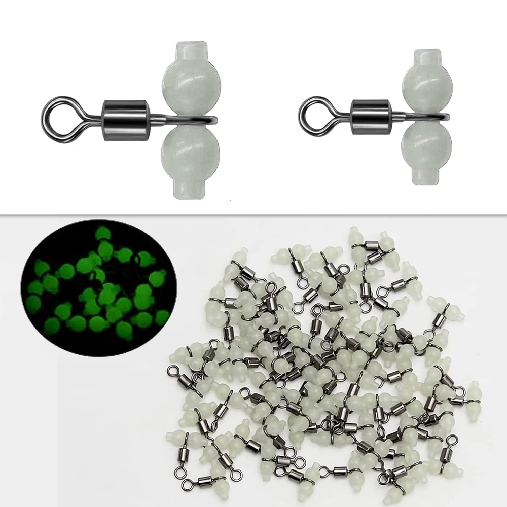 30Pcs 3 Way Swivels Fishing Connector T Turn Swivel Glow Cross line bead Rolling swivel jig Fishing Tackle Accessories