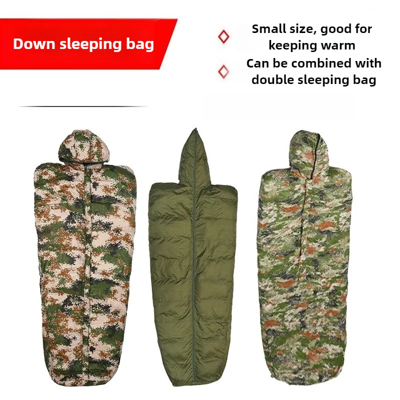 Adulto Saco de Dormir Ultraligero Com Capuz 4 Estações Saco de Dormir Ganso Espessado Camuflagem Portátil Para Acampar 핑