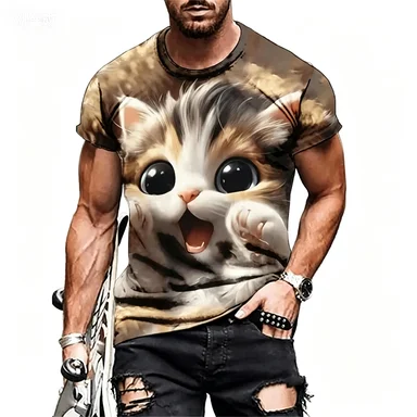 Summer Hot Big Eyed Cute Cat T-shirt Breathable and Versatile Cute and Casual Short Sleeved