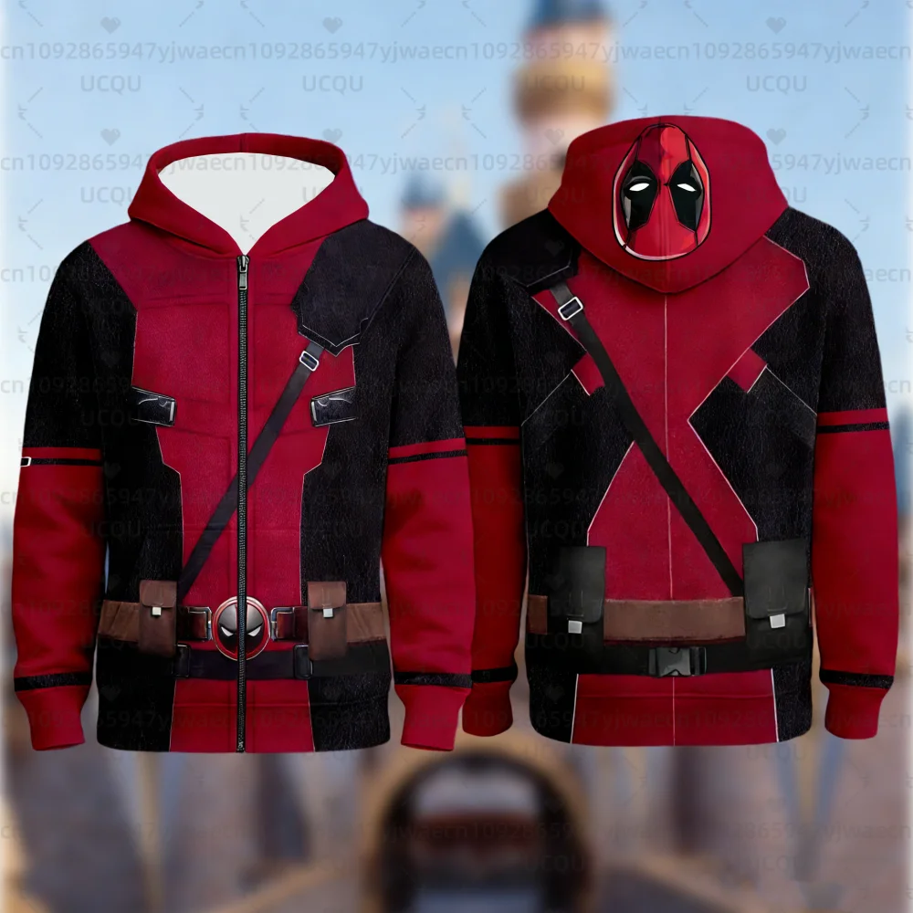 

Толстовки с капюшоном на молнии с 3D-принтом для мальчиков и девочек, повседневные пуловеры с изображением героя Дэдпула, осенне-зимняя одежда, толстовки
