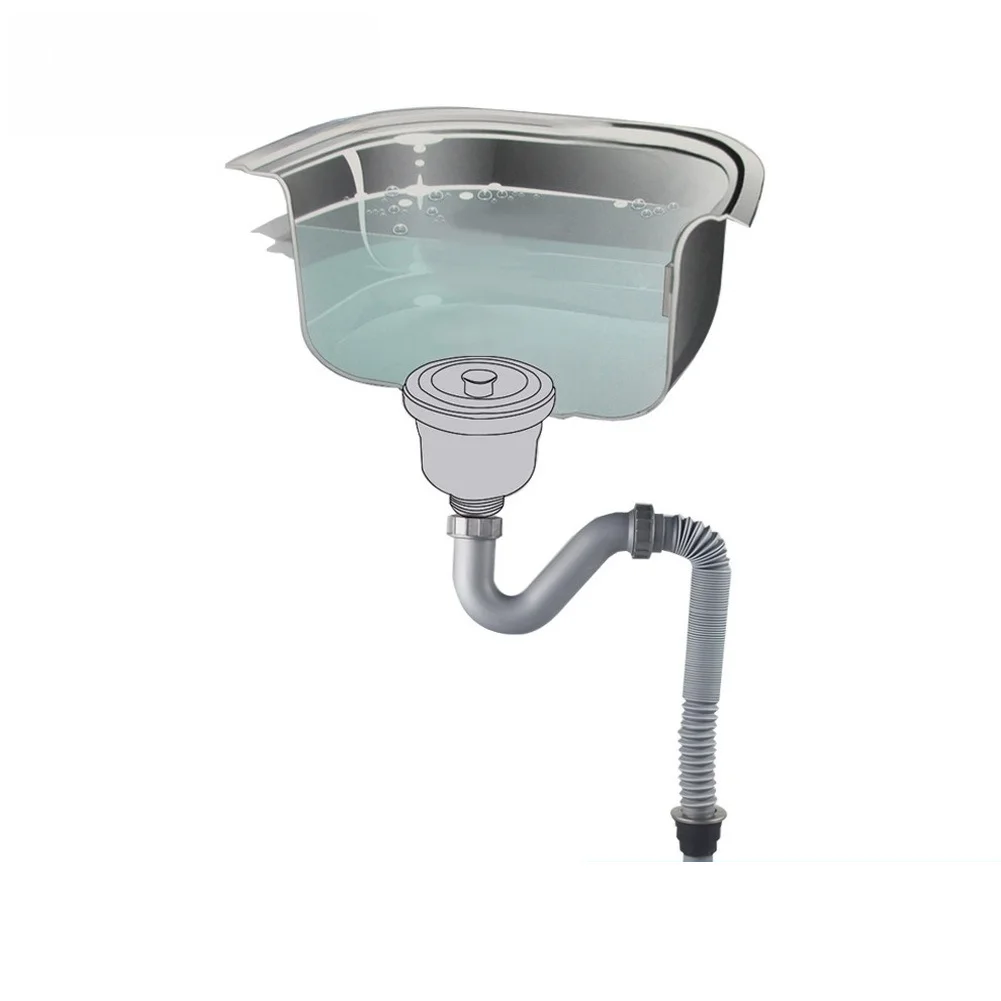 Adjustable sink drain pipe 1.5 inch V curved PP design with barrier fits 320mm to 830mm installation range Adjustable