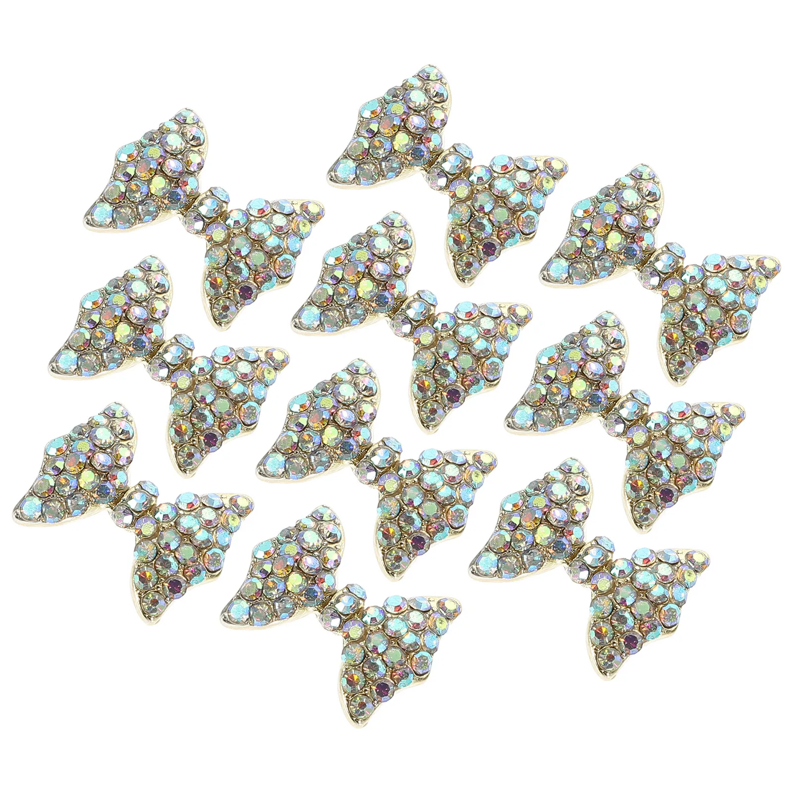 10Pcs DIY Manicure Ornaments Bowknot Shape Alloy Nail Charms Fine Workmanship Nail Art Accessories Shiny Manicure Decors
