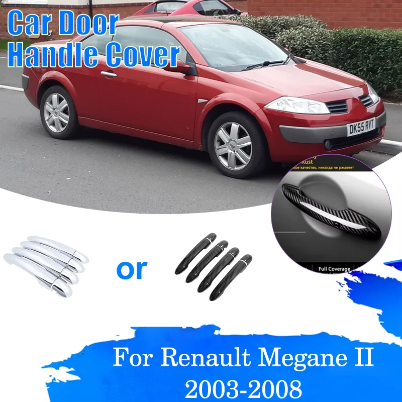 

Чехлы на дверные ручки автомобиля для Renault Megane 2 II X84 2003 2004 2005 2006 2007 2008, внешние наклейки с защитой от царапин, автоаксессуары