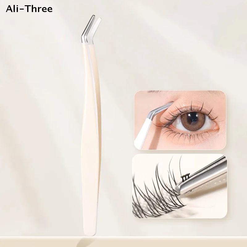 1Pcs Eyelash Tweezers Extension Clip Stainless Steel Anti-Static Superhard High Precision Tweezers With Fiber Tips Makeup Tools