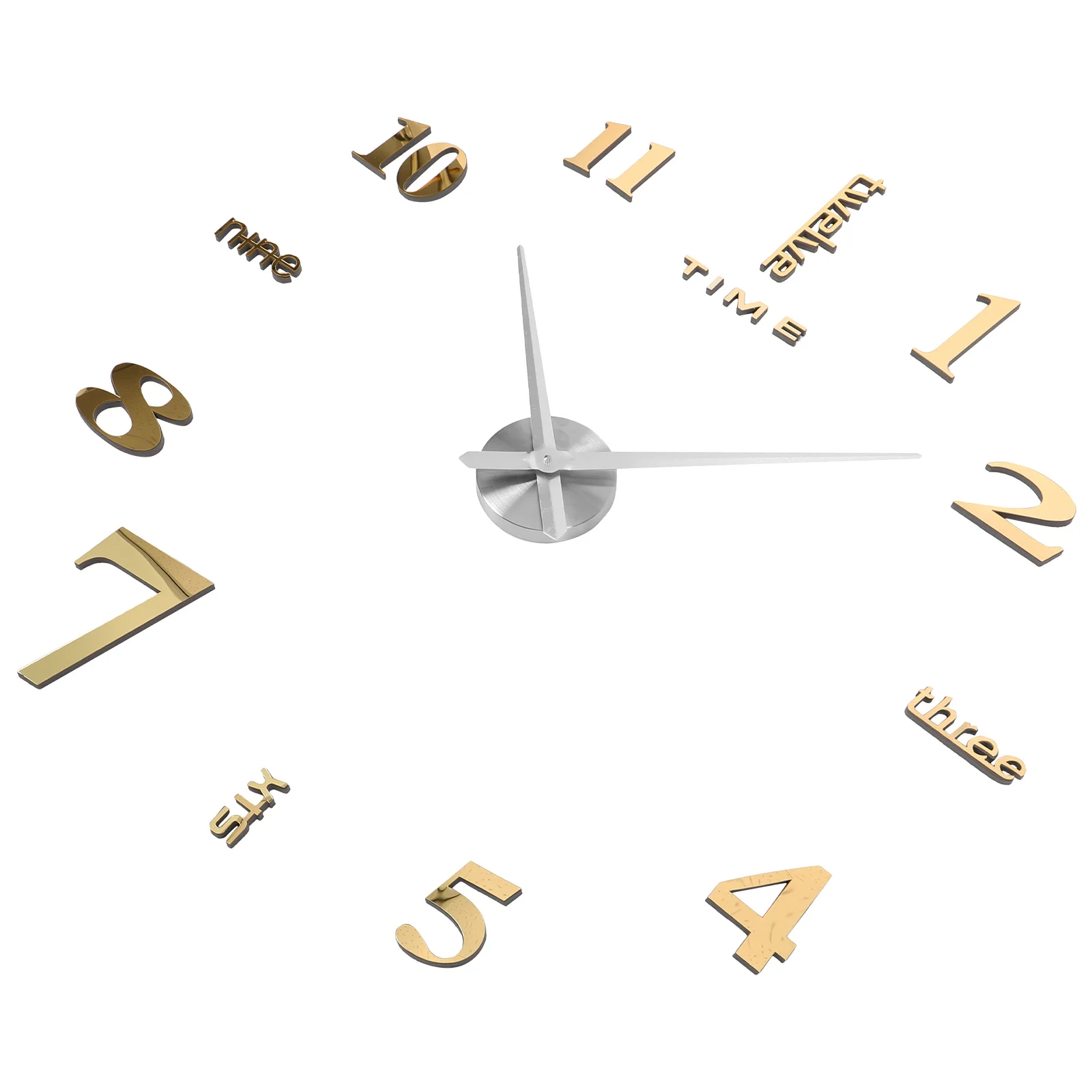 

3d Wall Stickers Office Decor Frameless Large Clock Big Numbers Clocks Decorative Golden