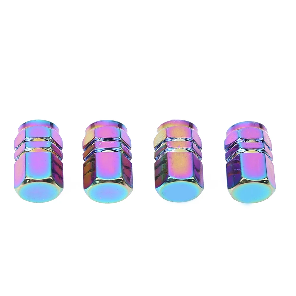 16/4pcs Hexagonal Aluminum Car Tire Valve Stem Caps Covers Colorful Motorcycle Bicycle Wheel Tire Valve Stem Caps Dustproof