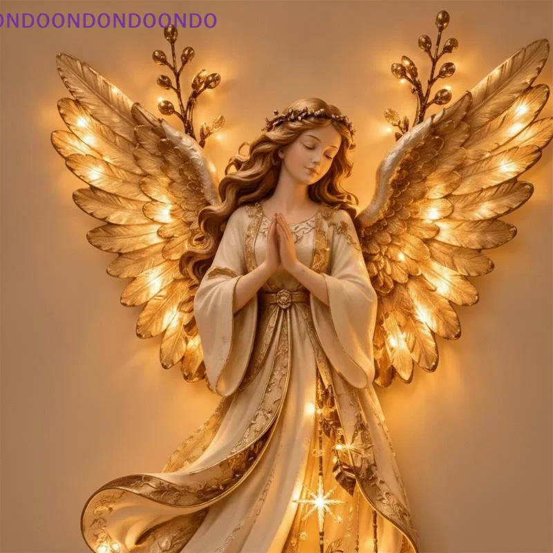 1Pcs Christmas Guardian Angel Starfall Cascade Wall Light LED Glowing Light-emitting Birth Scene Wall Hanging Decor For Party