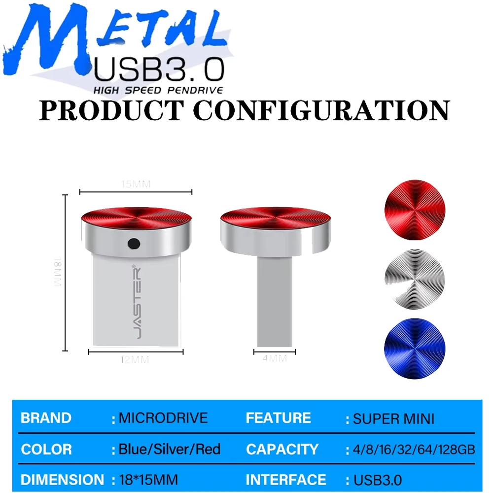 USB3.0 Super Mini Flash Drive 128GB Black Memory Stick 64GB Meta Pen Drive 32GB Creative Gift Memory Card 16GB Button U Disk 8GB