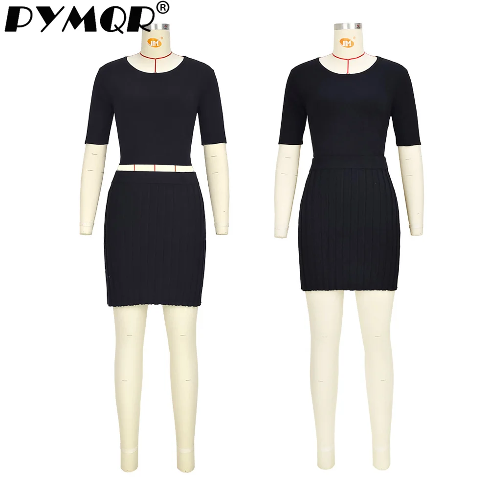 PYMQR-2-Piece conjunto de saia de lã para mulheres, confortável nádega, streetwear casual para festa e clube, moda praia, monocromático, 2023, novo